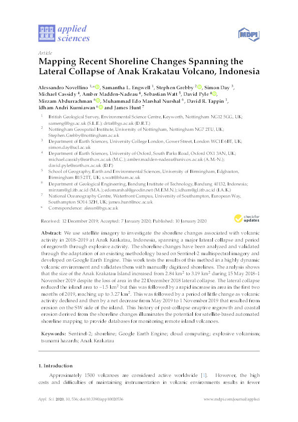 Mapping Recent Shoreline Changes Spanning the Lateral Collapse of Anak Krakatau Volcano, Indonesia Thumbnail