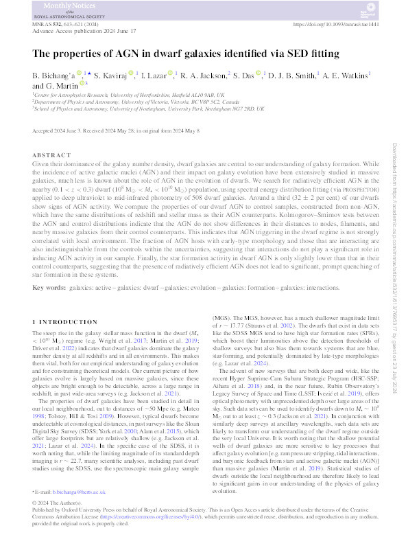 The properties of AGN in dwarf galaxies identified via SED fitting Thumbnail