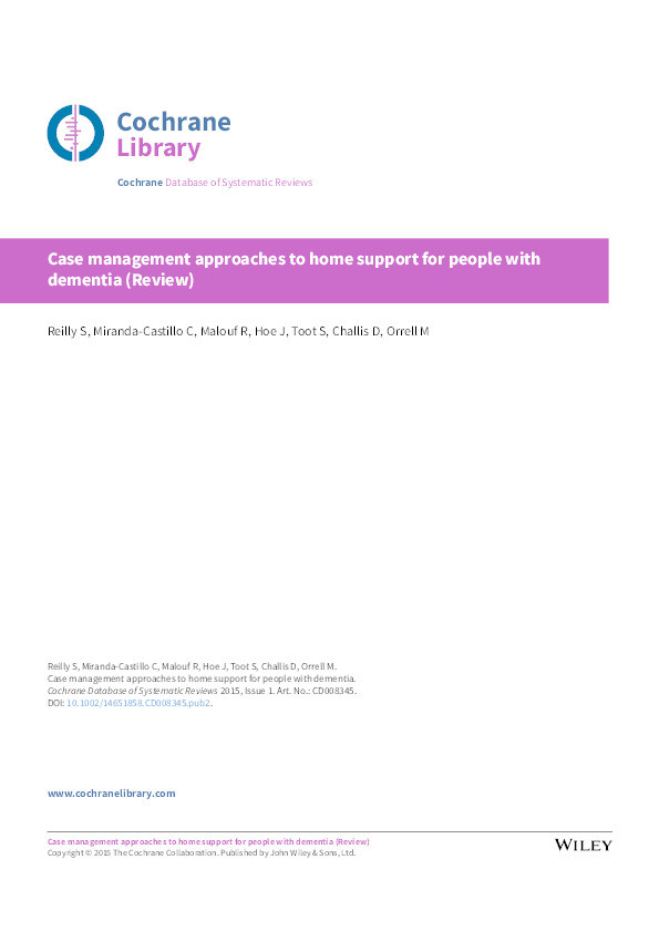 Case management approaches to home support for people with dementia Thumbnail