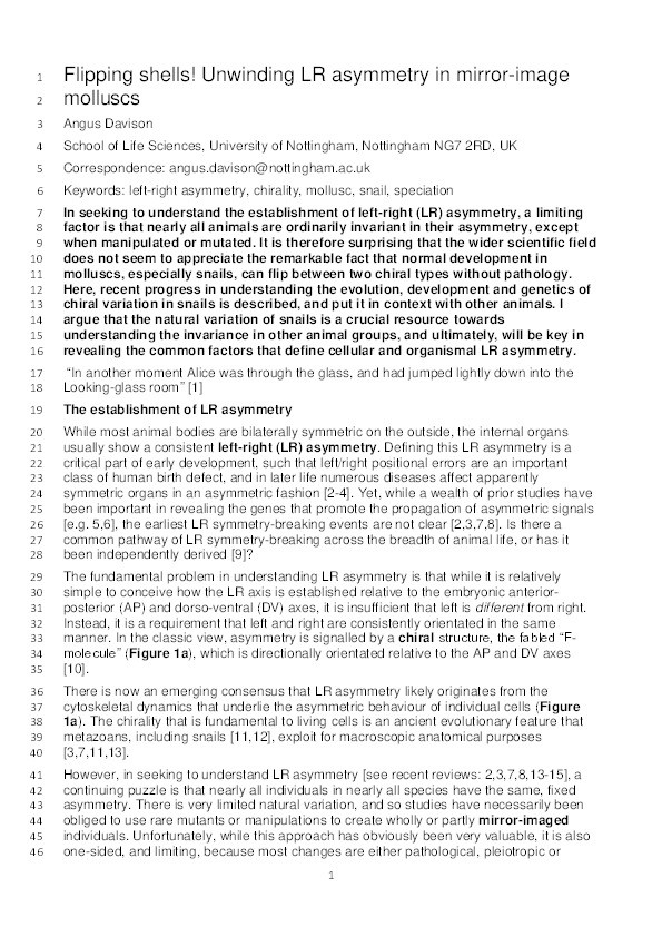 Flipping Shells! Unwinding LR Asymmetry in Mirror-Image Molluscs Thumbnail