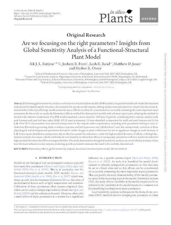 Are we focusing on the right parameters? Insights from Global Sensitivity Analysis of a Functional-Structural Plant Model Thumbnail