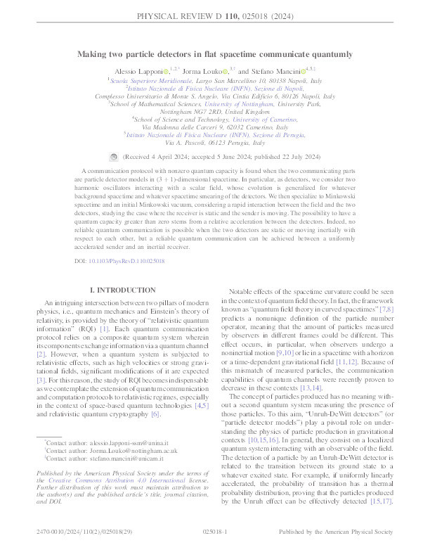 Making two particle detectors in flat spacetime communicate quantumly Thumbnail