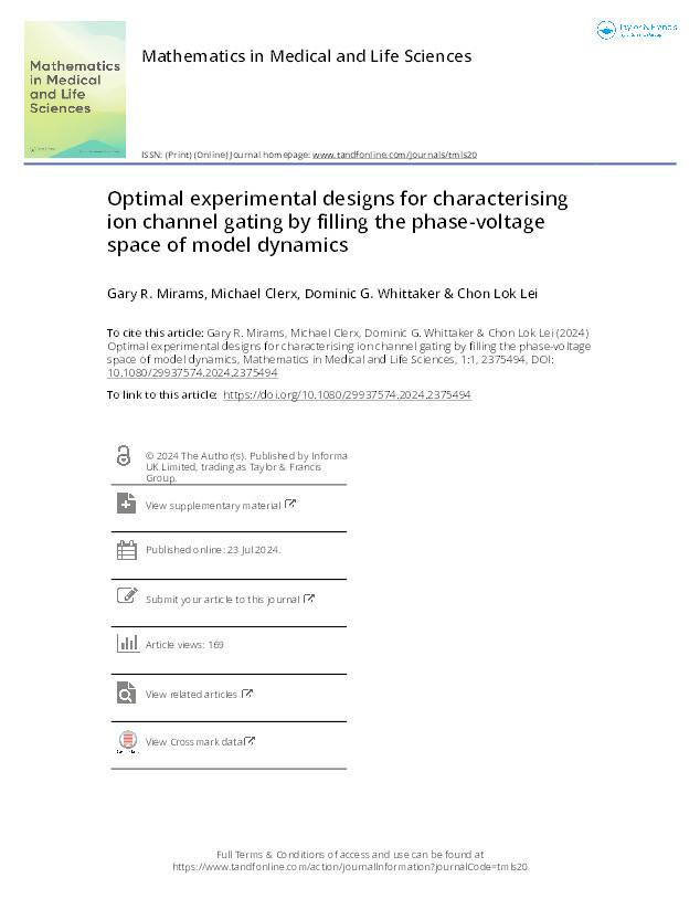 Optimal experimental designs for characterising ion channel gating by filling the phase-voltage space of model dynamics Thumbnail