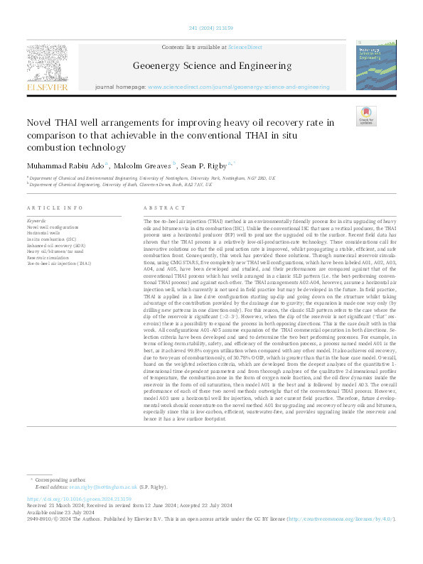 Novel THAI well arrangements for improving heavy oil recovery rate in comparison to that achievable in the conventional THAI in situ combustion technology Thumbnail