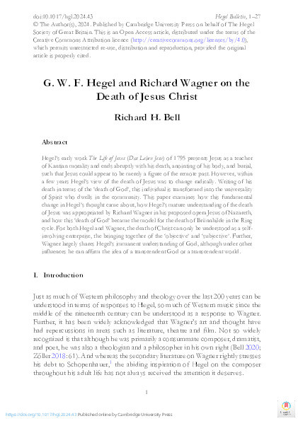 G. W. F. Hegel and Richard Wagner on the Death of Jesus Christ Thumbnail