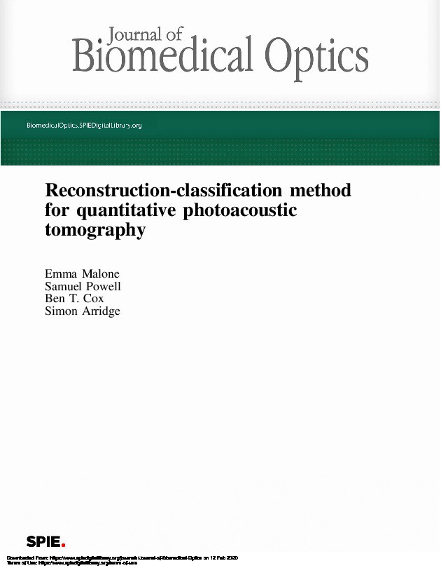 Reconstruction-classification method for quantitative photoacoustic tomography Thumbnail