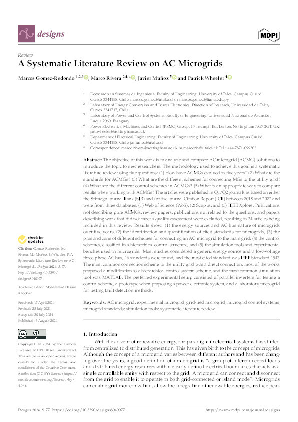 A Systematic Literature Review on AC Microgrids Thumbnail