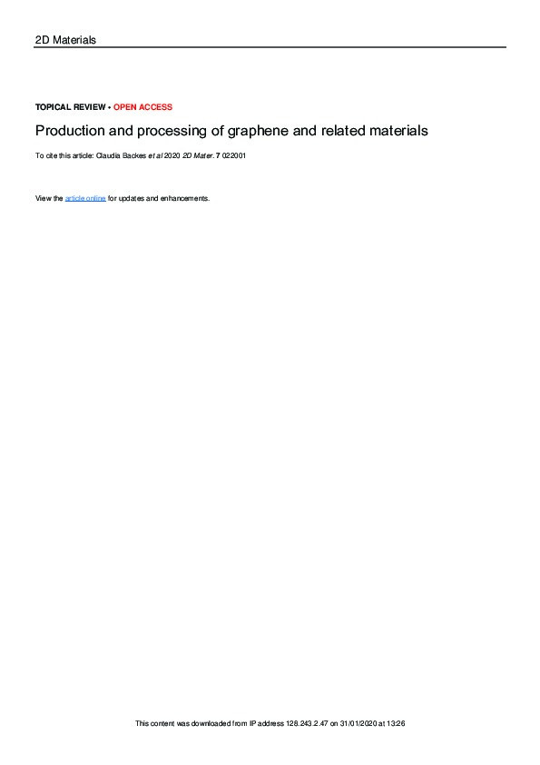 Production and processing of graphene and related materials Thumbnail
