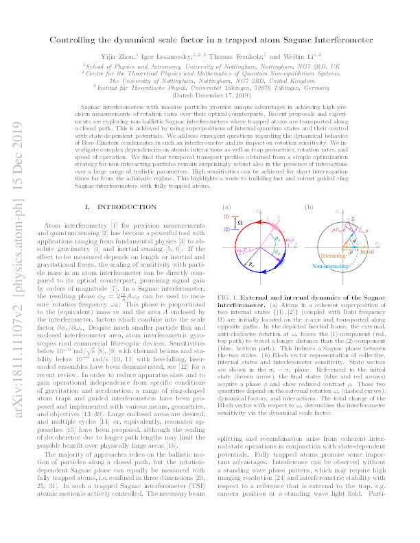 Controlling the dynamical scale factor in a trapped atom Sagnac interferometer Thumbnail