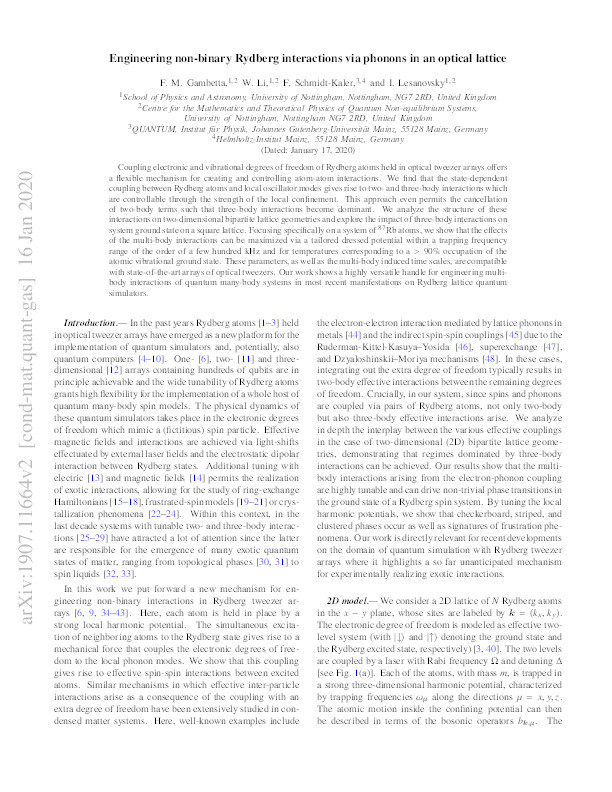 Engineering NonBinary Rydberg Interactions via Phonons in an Optical Lattice Thumbnail
