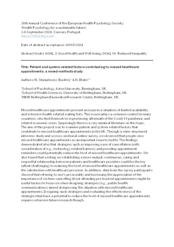 Patient and system-related factors contributing to missed healthcare appointments: a mixed-methods study Thumbnail