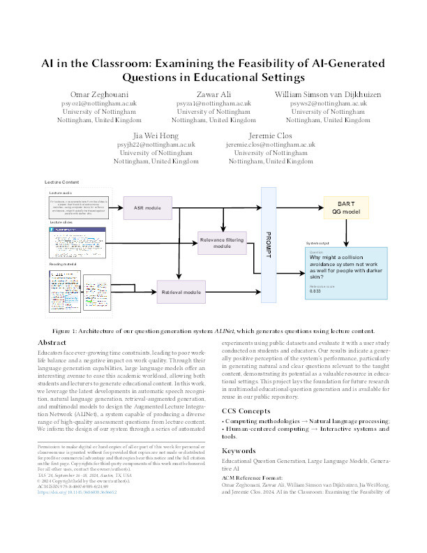 Examining the Feasibility of AI-Generated Questions in Educational Settings Thumbnail