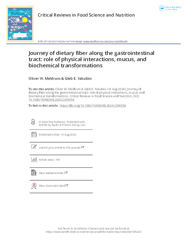 Journey of dietary fiber along the gastrointestinal tract: role of physical interactions, mucus, and biochemical transformations Thumbnail