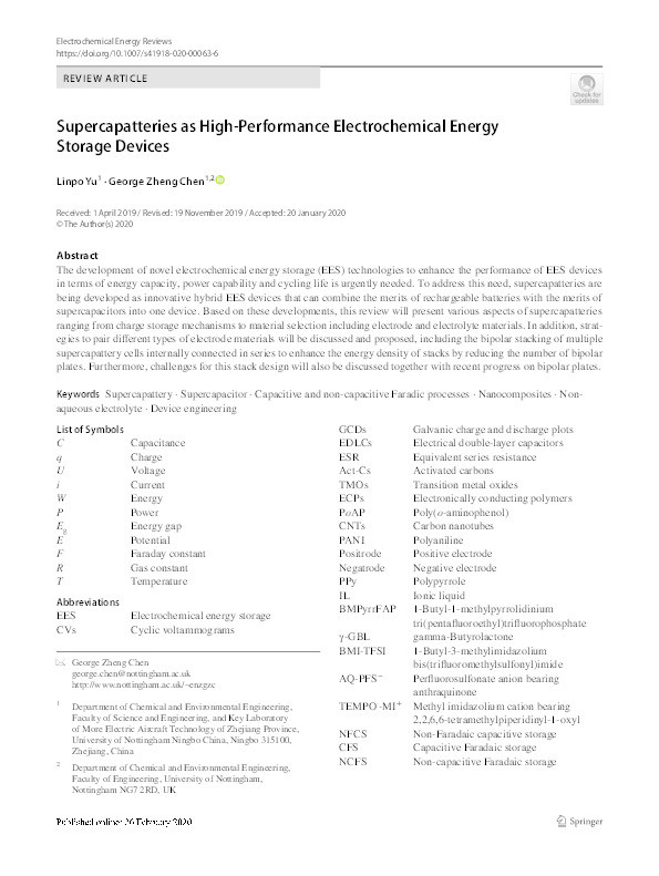 Supercapatteries as High-Performance Electrochemical Energy Storage Devices Thumbnail