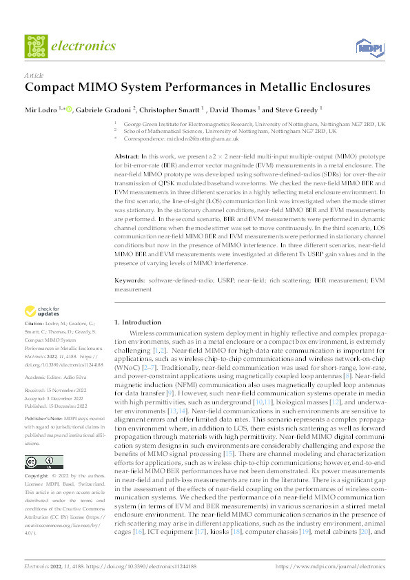 Compact MIMO System Performances in Metallic Enclosures Thumbnail