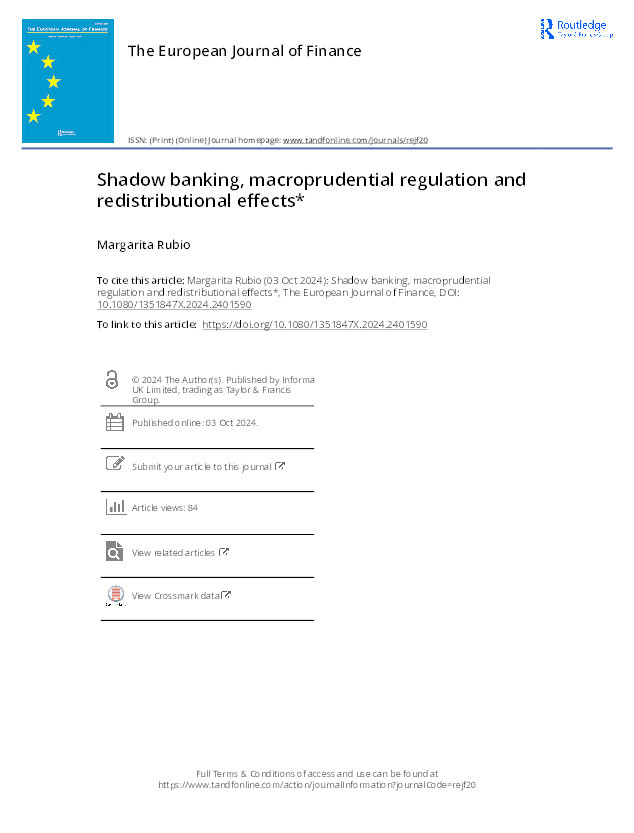 Shadow banking, macroprudential regulation and redistributional effects Thumbnail