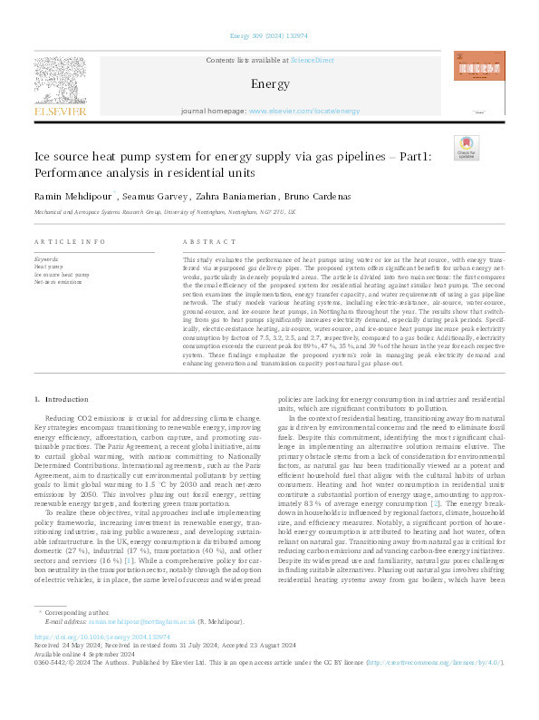 Ice source heat pump system for energy supply via gas pipelines – Part1: Performance analysis in residential units Thumbnail