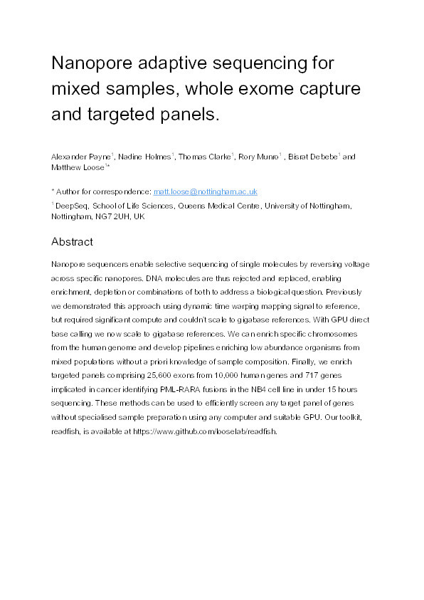 Readfish enables targeted nanopore sequencing of gigabase-sized genomes Thumbnail