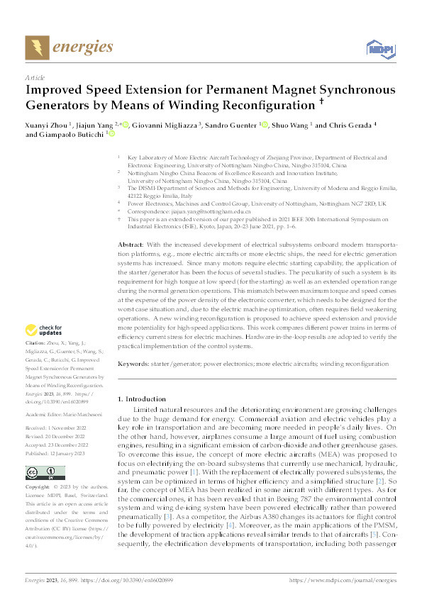 Improved Speed Extension for Permanent Magnet Synchronous Generators by Means of Winding Reconfiguration Thumbnail