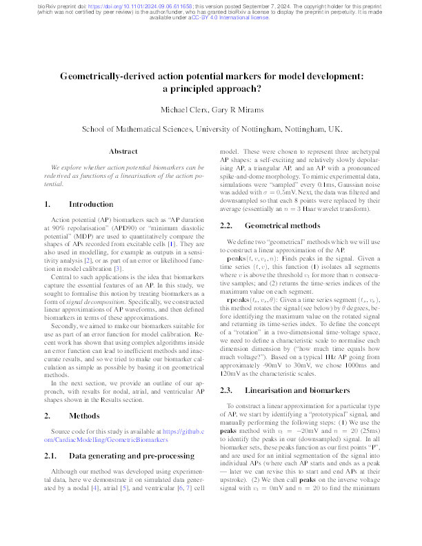 Geometrically-derived action potential markers for model development: a principled approach? Thumbnail