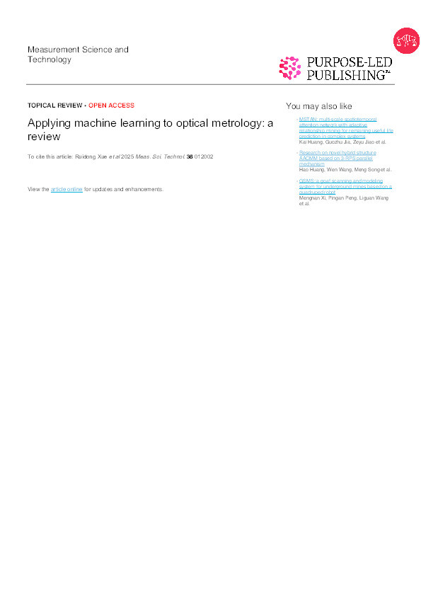 Applying machine learning to optical metrology: a review Thumbnail