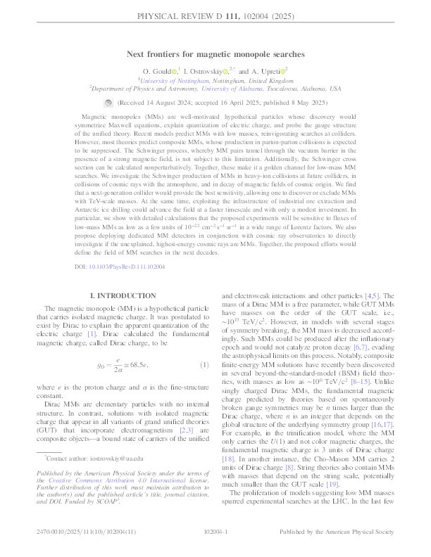 The next frontiers for magnetic monopole searches Thumbnail