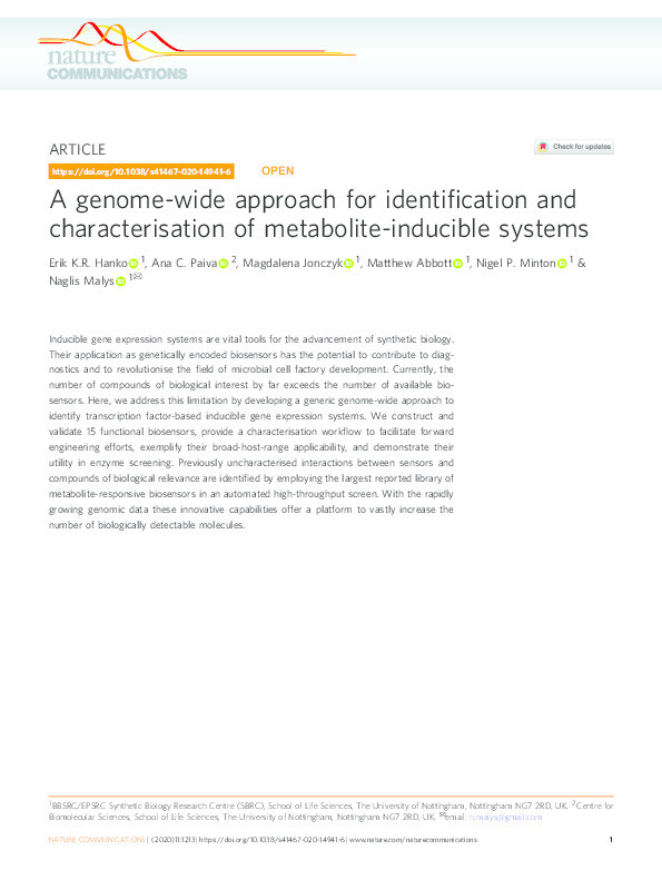 A genome-wide approach for identification and characterisation of metabolite-inducible systems Thumbnail