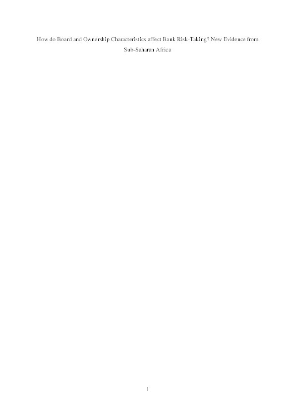 How do board and ownership characteristics affect bank risk-taking? New evidence from sub-Saharan Africa Thumbnail