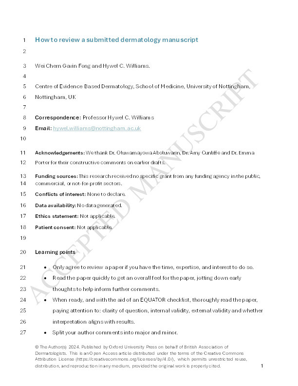 How to review a submitted dermatology manuscript Thumbnail