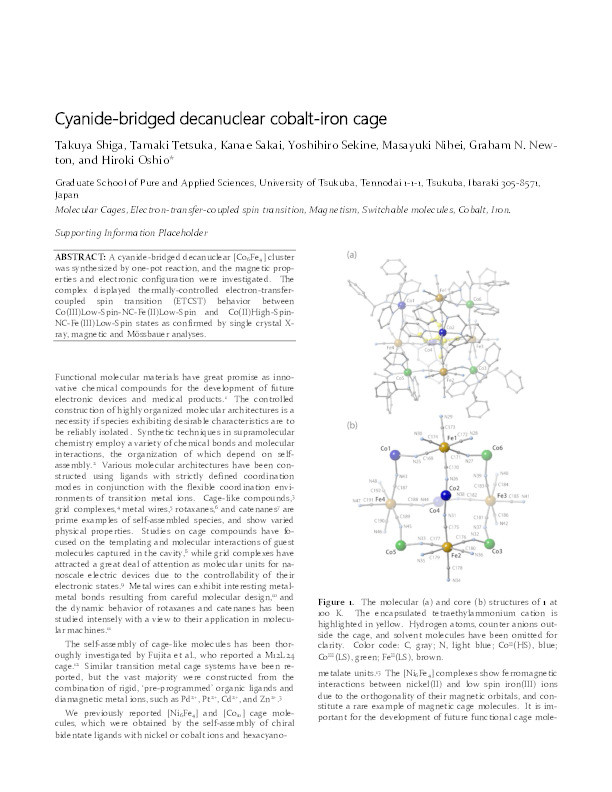Cyanide-Bridged Decanuclear Cobalt–Iron Cage Thumbnail
