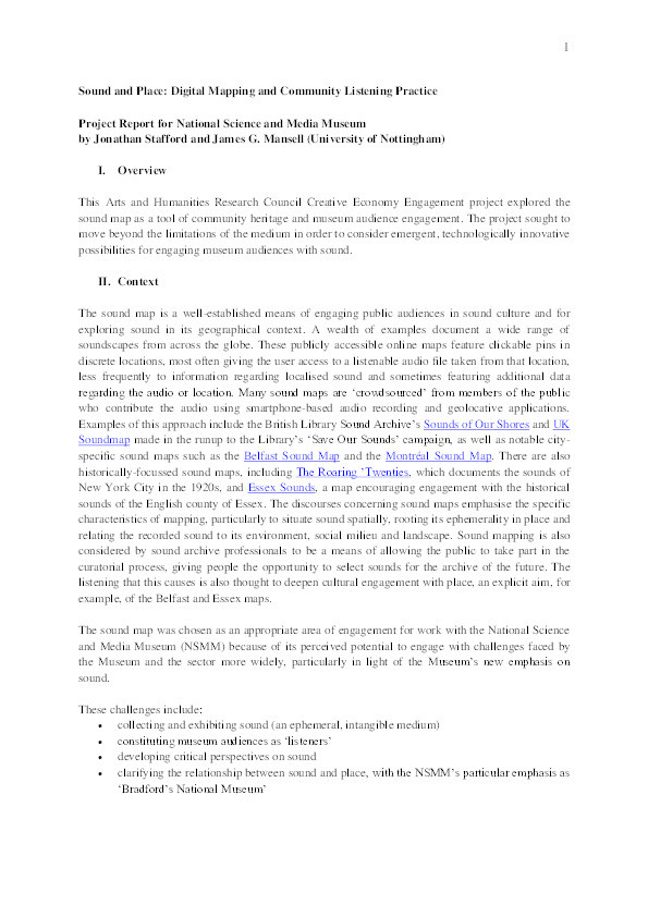 Sound and Place: Digital Mapping and Community Listening Practice: project report for National Science and Media Museum Thumbnail