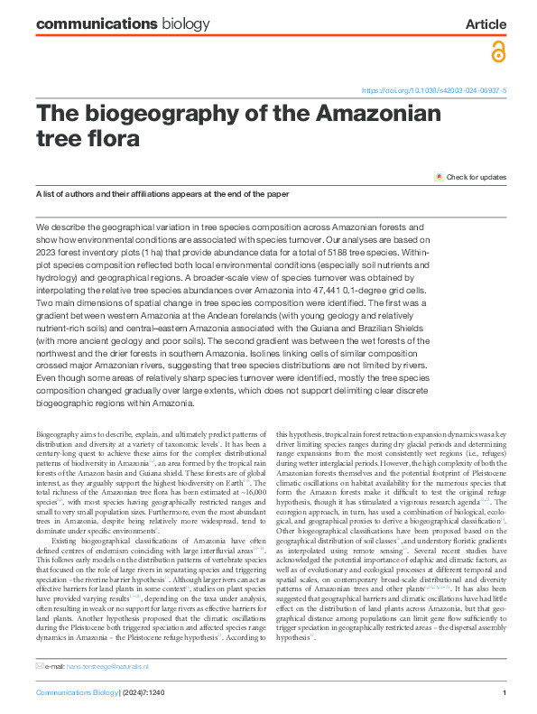 The biogeography of the Amazonian tree flora Thumbnail