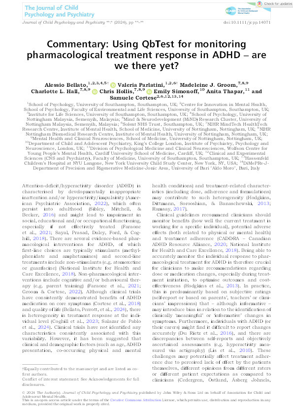 Commentary: Using QbTest for monitoring pharmacological treatment response in ADHD – are we there yet? Thumbnail