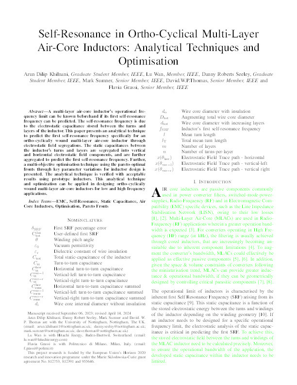 Self-Resonance in Ortho-Cyclical Multilayer Air-Core Inductors: Analytical Techniques and Optimization Thumbnail