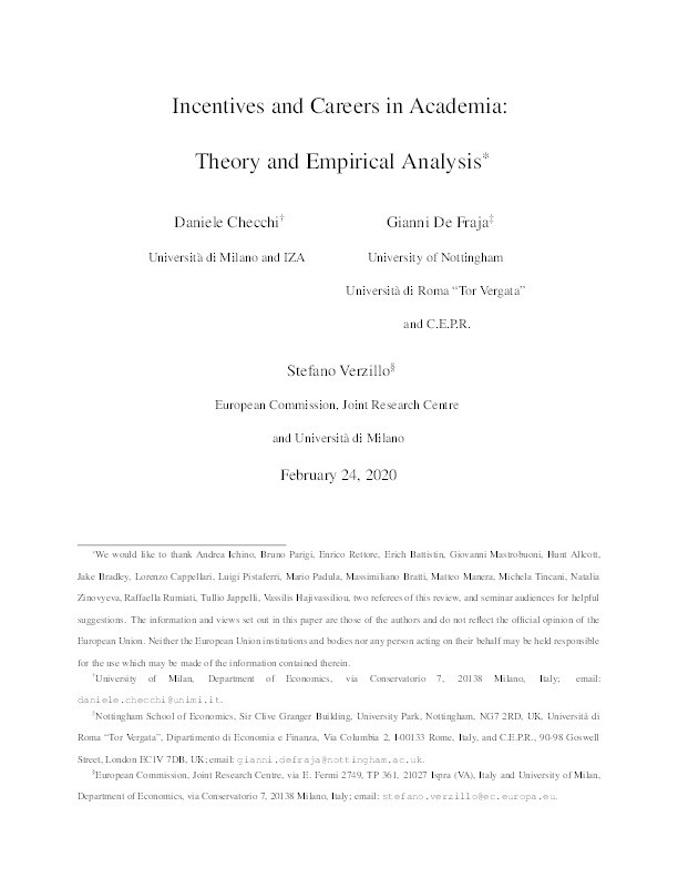 Incentives and Careers in Academia: Theory and Empirical Analysis Thumbnail