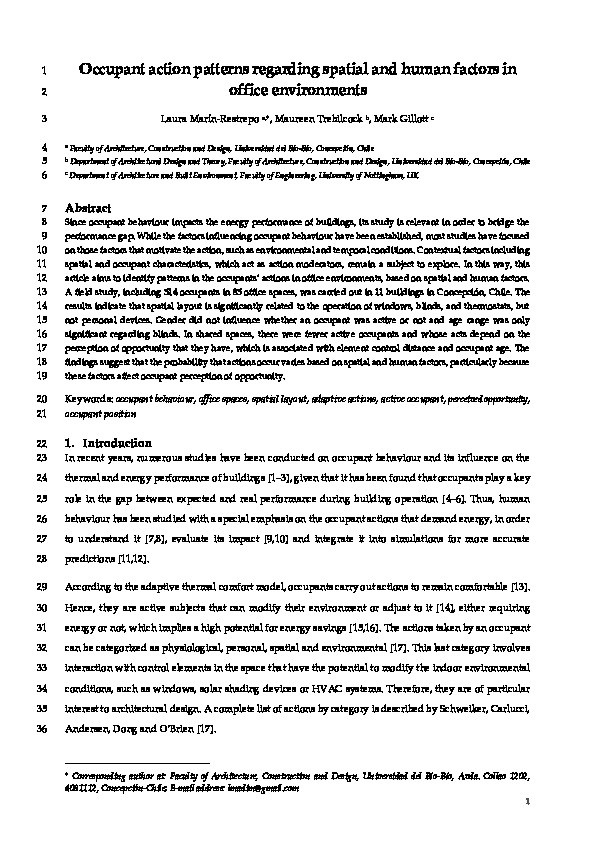 Occupant action patterns regarding spatial and human factors in office environments Thumbnail