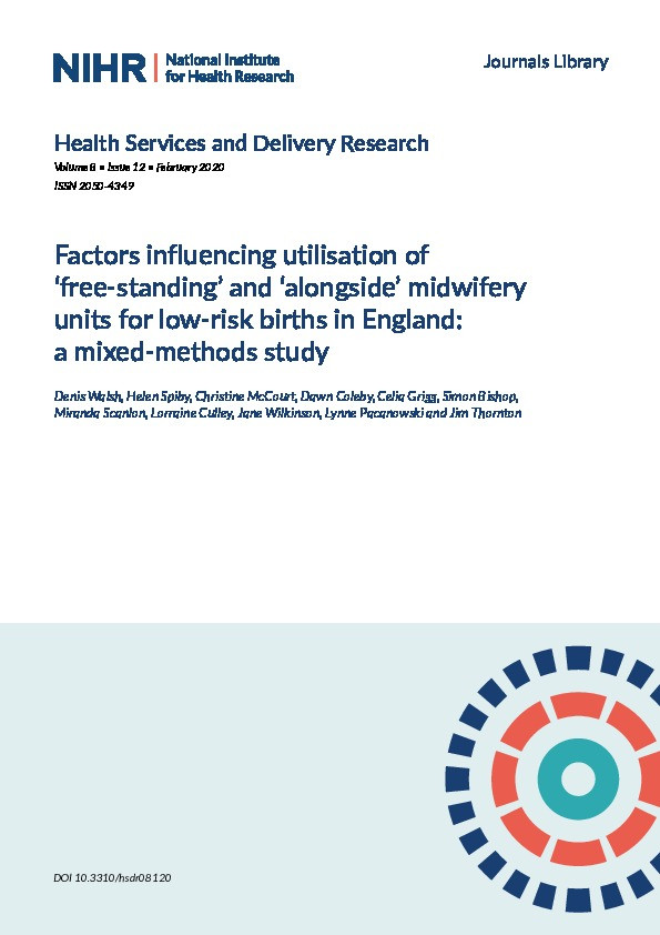 Factors influencing utilisation of ‘free-standing’ and ‘alongside’ midwifery units for low-risk births in England: a mixed-methods study Thumbnail