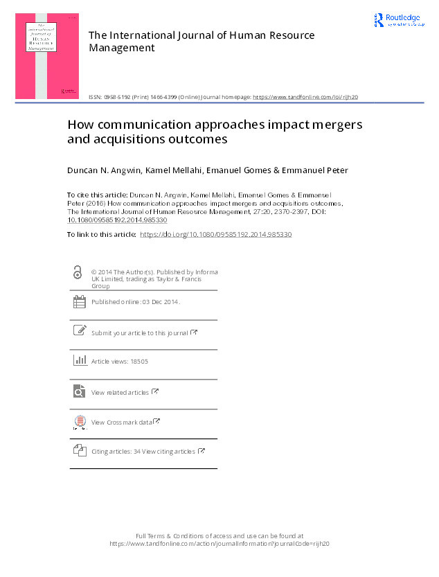 How communication approaches impact mergers and acquisitions outcomes Thumbnail