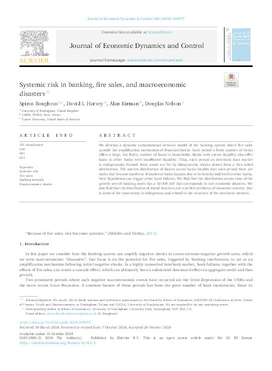 Systemic risk in banking, fire sales, and macroeconomic disasters Thumbnail