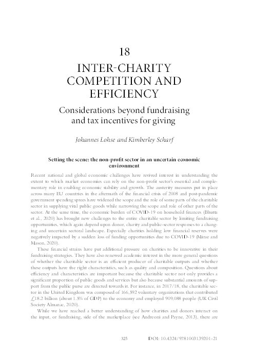 Inter-charity competition and efficiency: Considerations beyond fundraising and tax incentives for giving Thumbnail