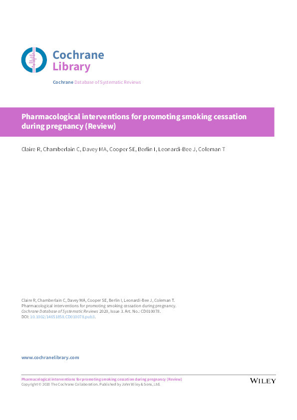 Pharmacological interventions for promoting smoking cessation during pregnancy Thumbnail