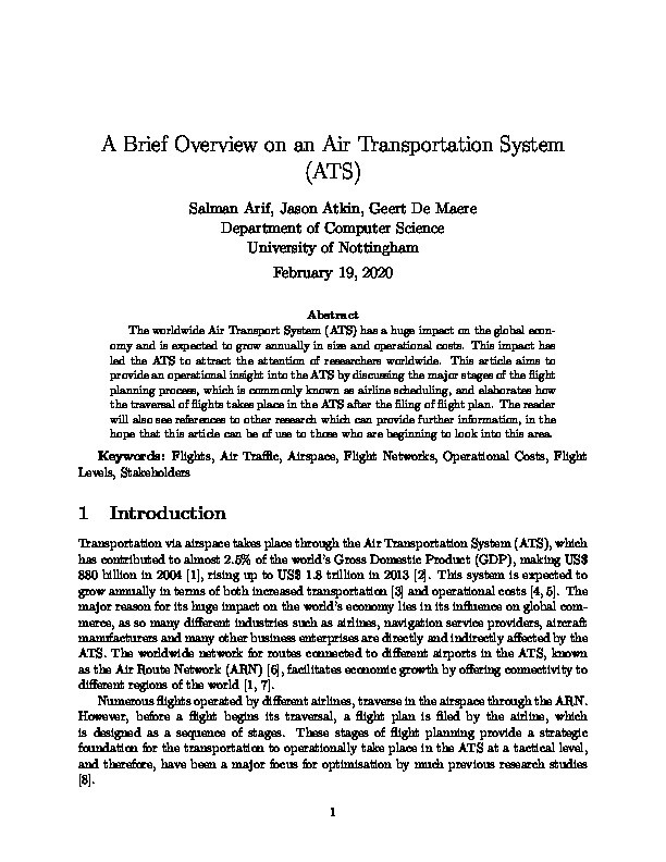 A brief overview on an air transportation system (ATS) Thumbnail
