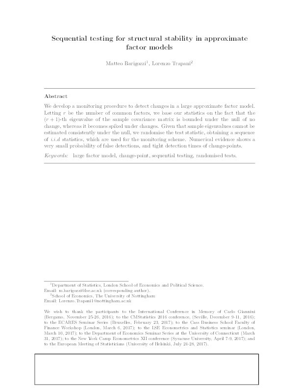 Sequential testing for structural stability in approximate factor models Thumbnail