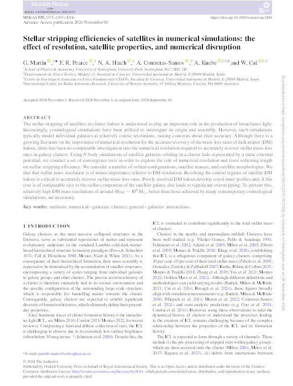 Stellar stripping efficiencies of satellites in numerical simulations: the effect of resolution, satellite properties, and numerical disruption Thumbnail