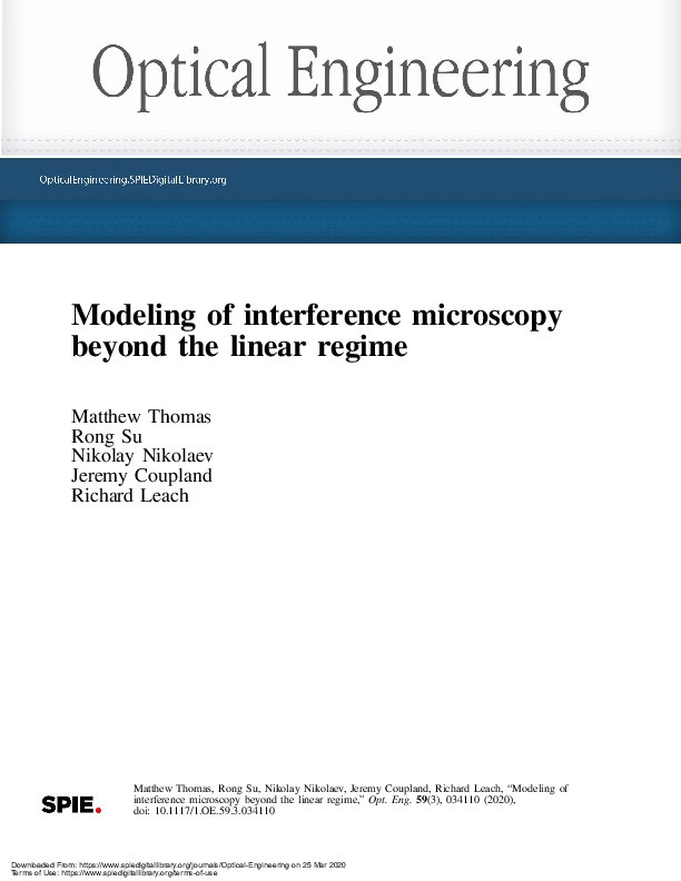 Modeling of interference microscopy beyond the linear regime Thumbnail