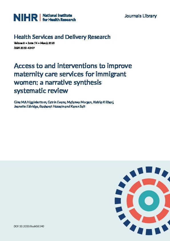 Access to and interventions to improve maternity care services for immigrant women: a narrative synthesis systematic review Thumbnail