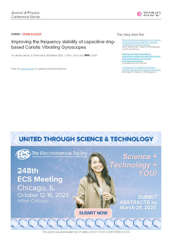 Improving the frequency stability of capacitive ring-based Coriolis Vibrating Gyroscopes Thumbnail
