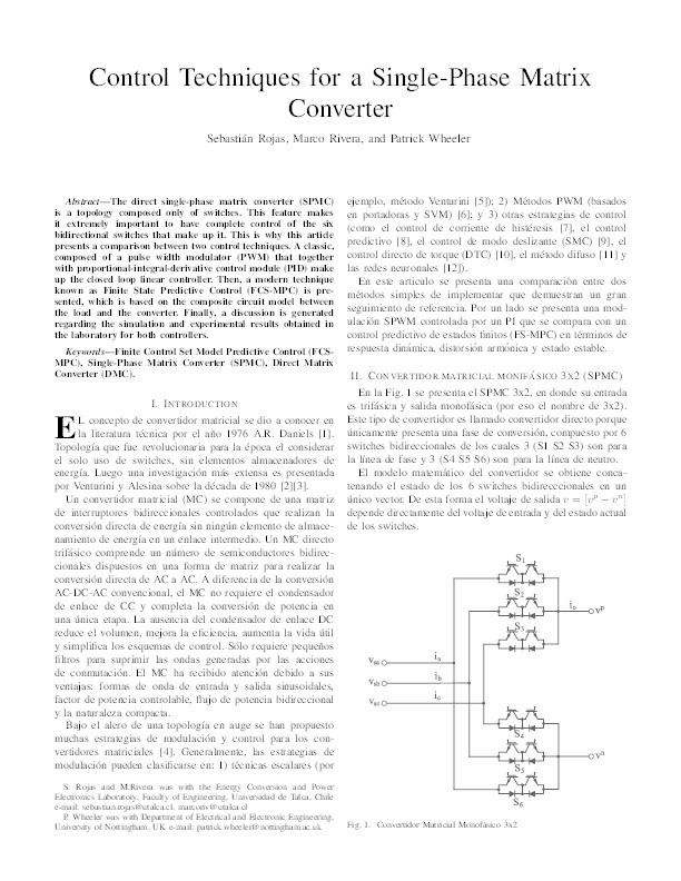 Control Techniques for a Single-Phase Matrix Converter Thumbnail