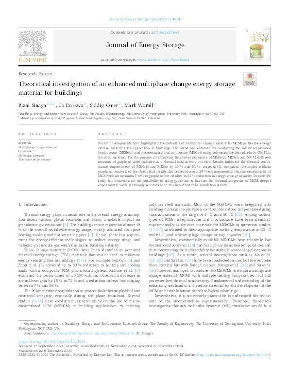 Theoretical investigation of an enhanced multiphase change energy storage material for buildings Thumbnail