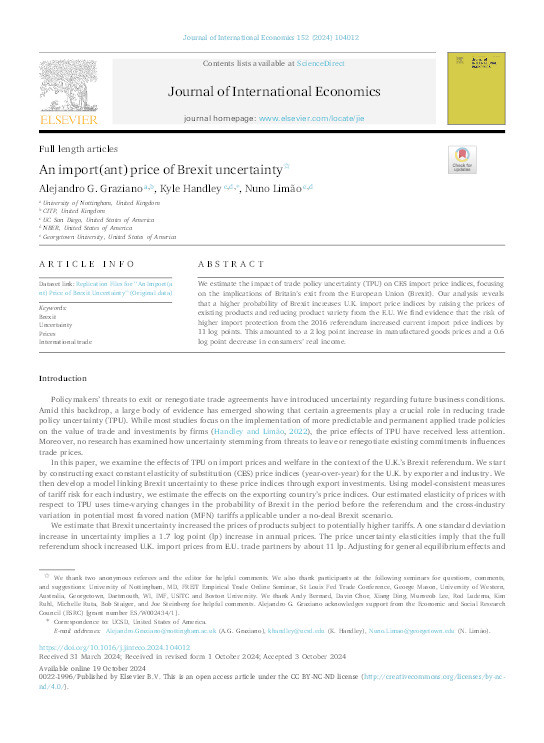 An import(ant) price of Brexit uncertainty Thumbnail